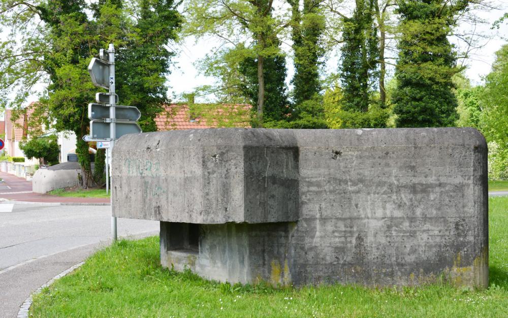 Ligne Maginot - Blockhaus du Kreuzrhein - Vue coté avant
L'abri de Drusenheim est visible à l'arrière plan