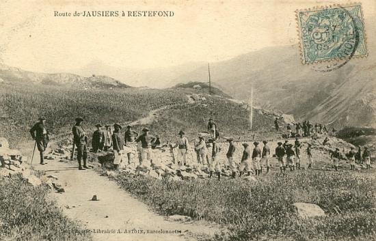 Ligne Maginot - CAMP DE RESTEFOND - (Casernement) - Construction de la route de Jausiers par les Chasseurs Alpins en 1932