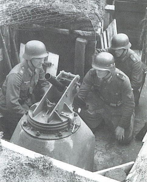Ligne Maginot - Mortier de 50 mm mle 1935 - Réutilisation par l'armée allemande sur support 950 S 6