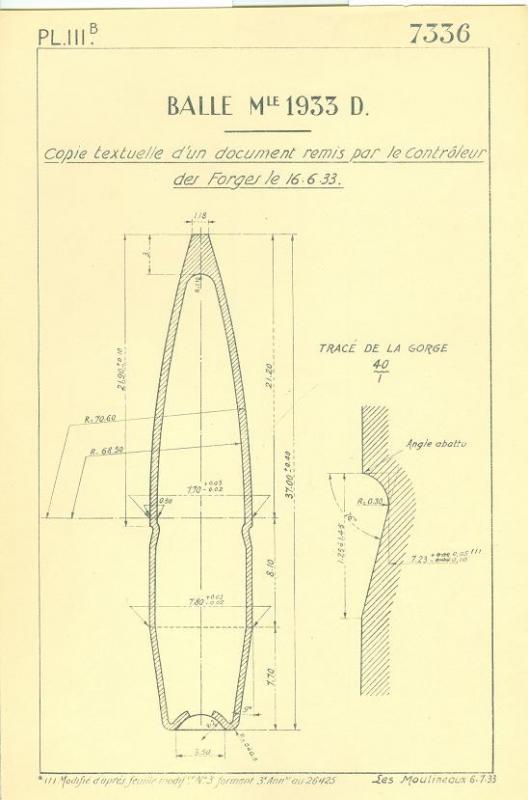 Ligne Maginot - Balle de 7,5mm mle 33 D - 