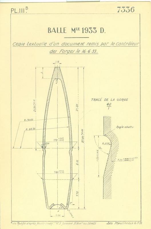 Ligne Maginot - Balle de 7,5mm mle 33 D - 