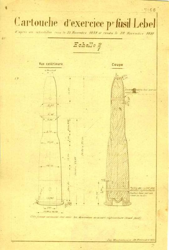 Tracé N°7166 – Fausse cartouche Mle 1886