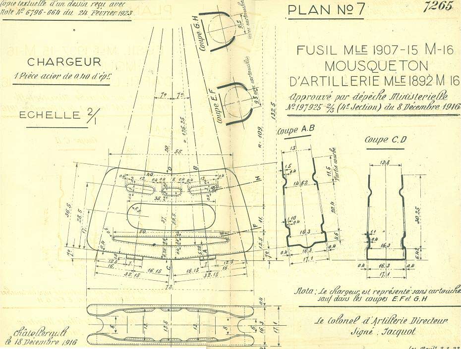 Tracé N°7265 – Chargeur Mle 1916 1er type 