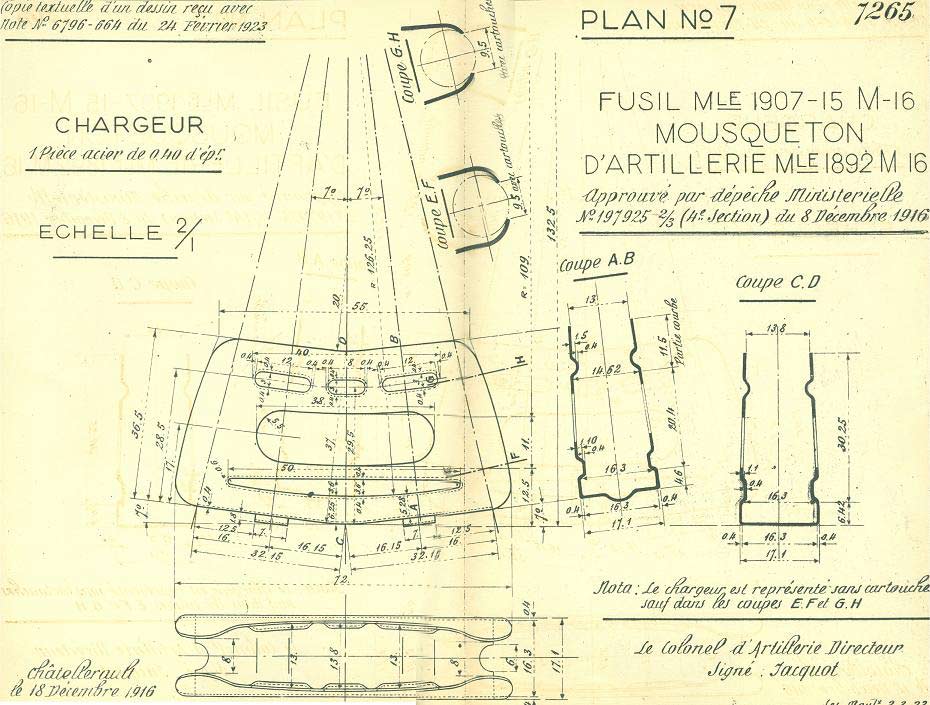 Ligne Maginot - Tracé N°7265 – Chargeur Mle 1916 1er type - 