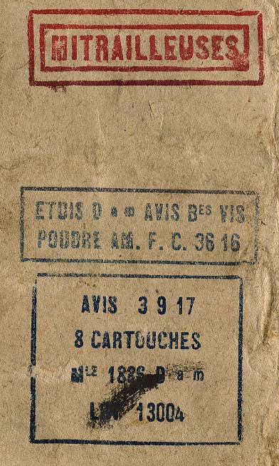 Exemple d’impression pour cartouches Mle 1886 D (am) pour armes automatiques