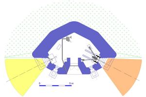 Ligne Maginot - Blockhaus 1° RM type G3 - Plan avec canon à droite