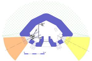 Ligne Maginot - Blockhaus 1° RM type G3 - Plan avec canon à gauche