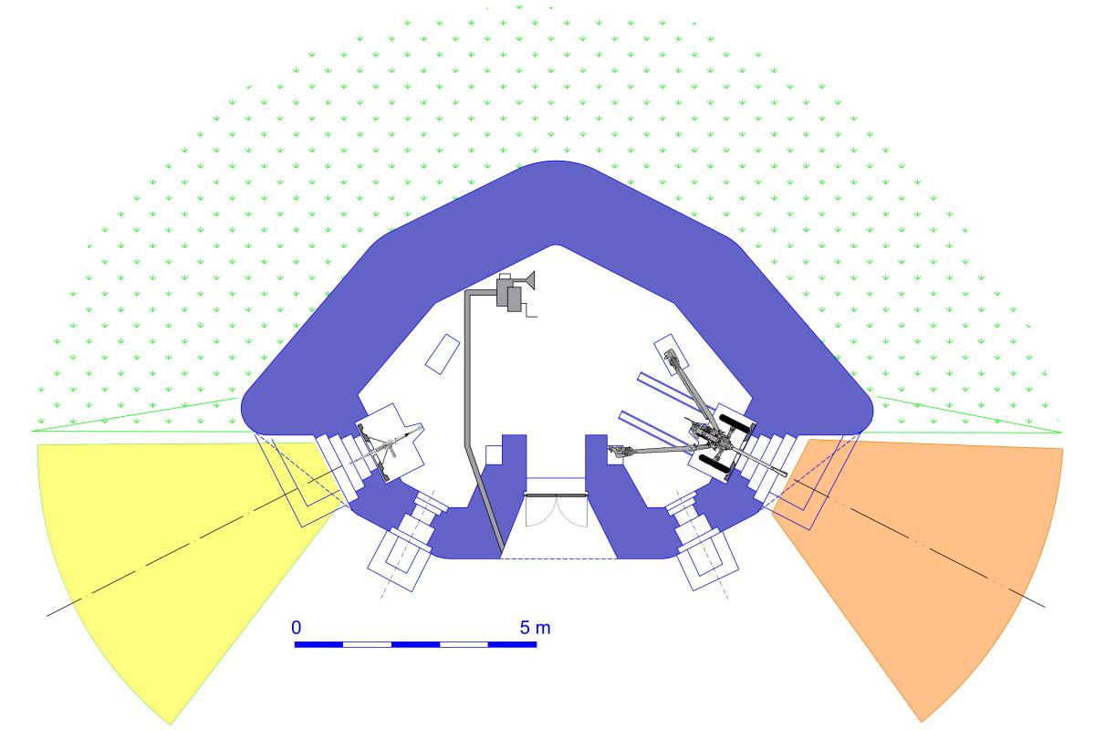 Ligne Maginot - Blockhaus 1° RM type G3 - Plan avec canon à droite
