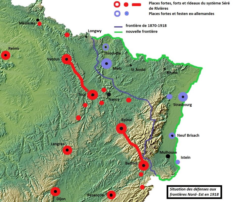 Situation de la défense des frontières N-E en 1918