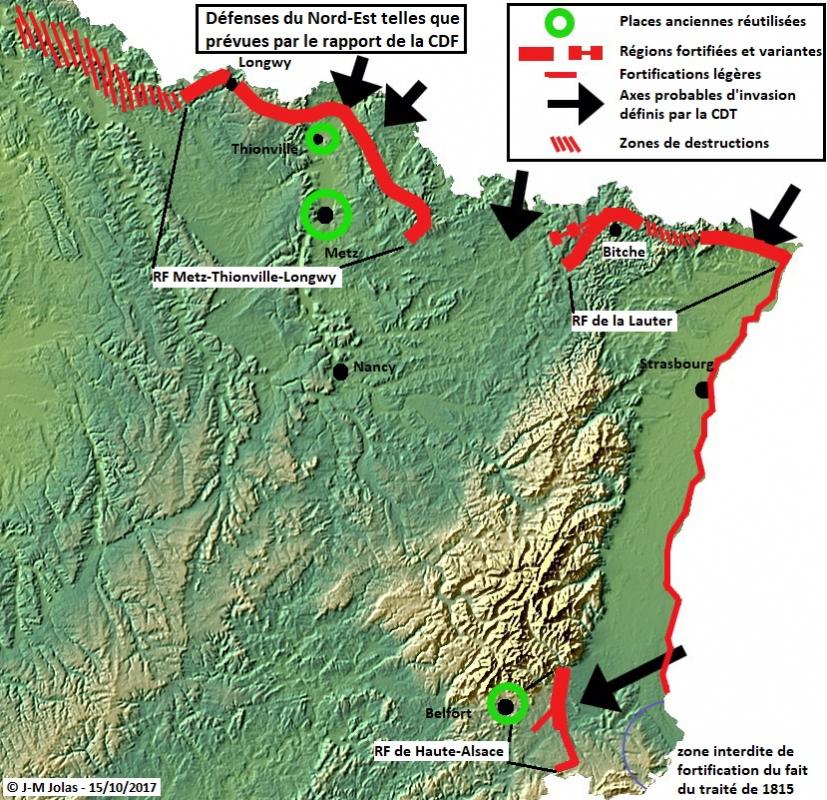 Ligne Maginot - Régions fortifiées du Nord-Est - CDF - Telles que décrites dans le rapport de Novembre 1926