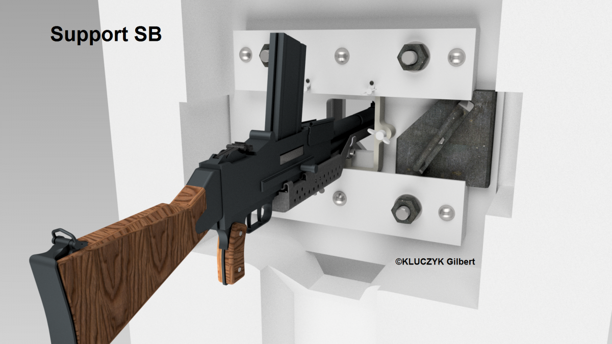 Ligne Maginot - Créneau type A avec support SB -     Planche graphique représentant un créneau pour FM type A avec un support SB