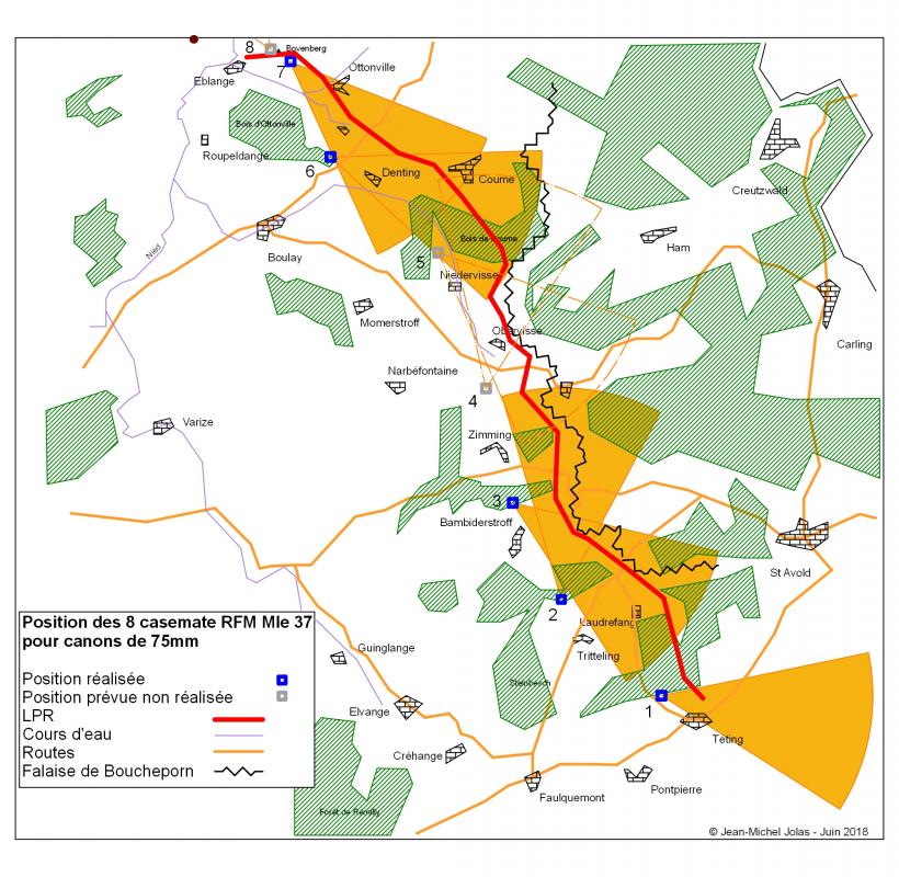 Plan de déploiement des casemates RFM Mle 1937