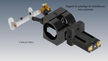 Ligne Maginot - Jumelage de mitrailleuses Reibel MAC 31 - Le support pour jumelage de mitrailleuses Reibel version casemate.