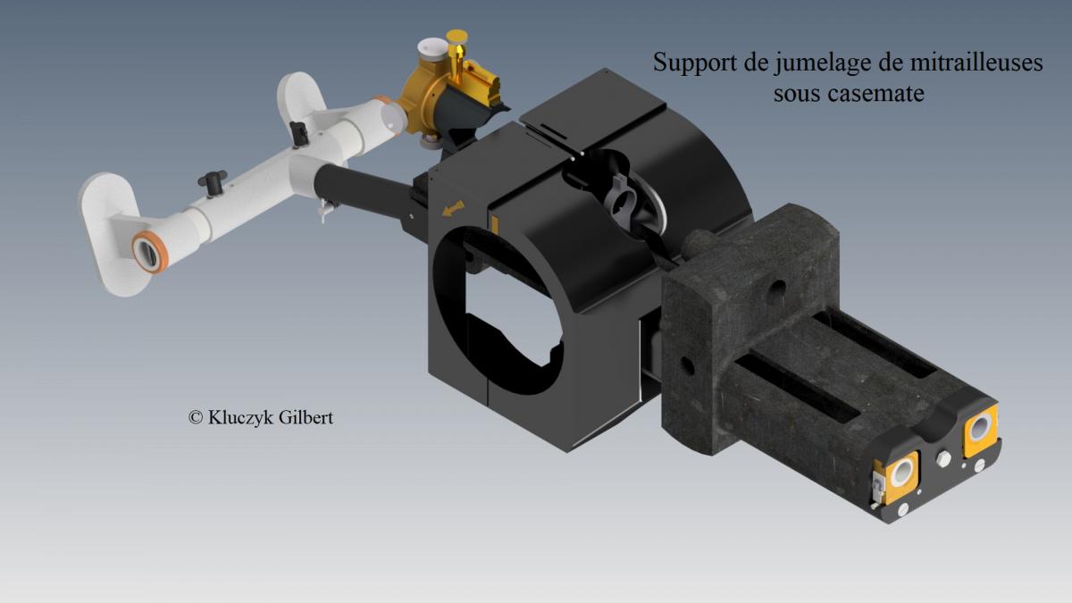 Ligne Maginot - Jumelage de mitrailleuses Reibel MAC 31 - Le support pour jumelage de mitrailleuses Reibel version casemate.