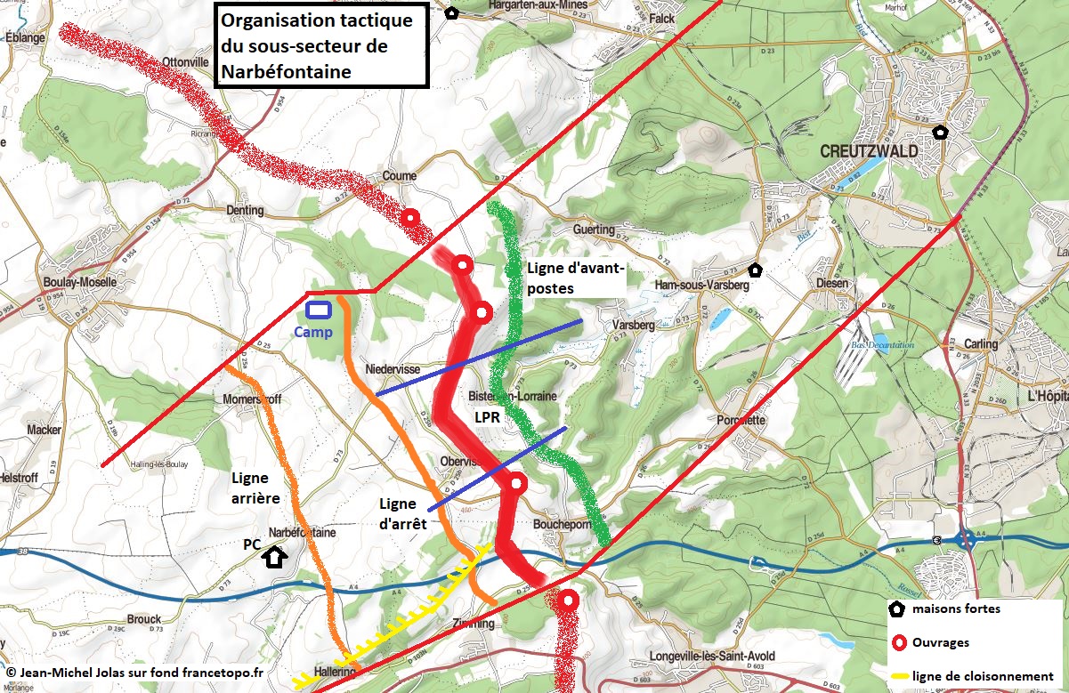 Organisation tactique du sous-secteur de Narbéfontaine