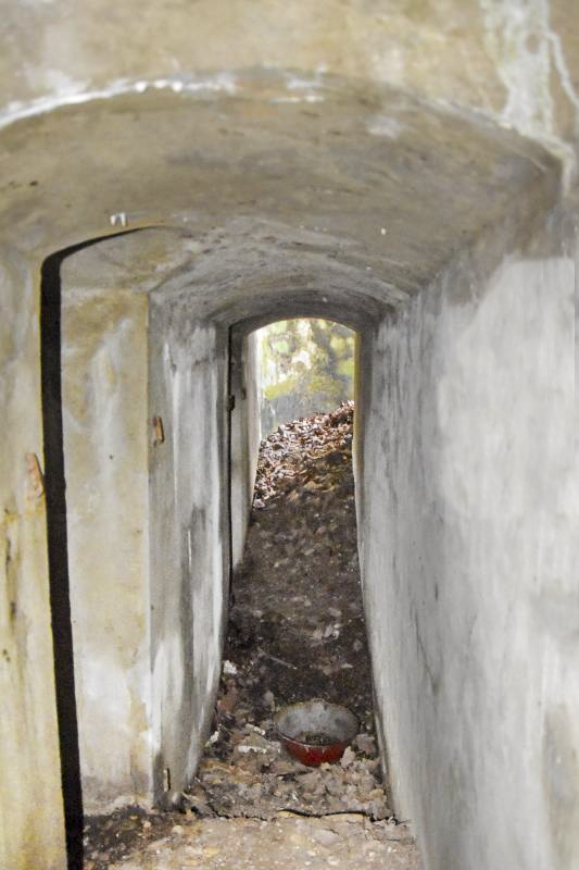 Ligne Maginot - BOIS DE DESSENHEIM (28°RIF) - (PC de Sous-Secteur) - Couloir, au fond l'entrée ouest, deux chambres sur la gauche