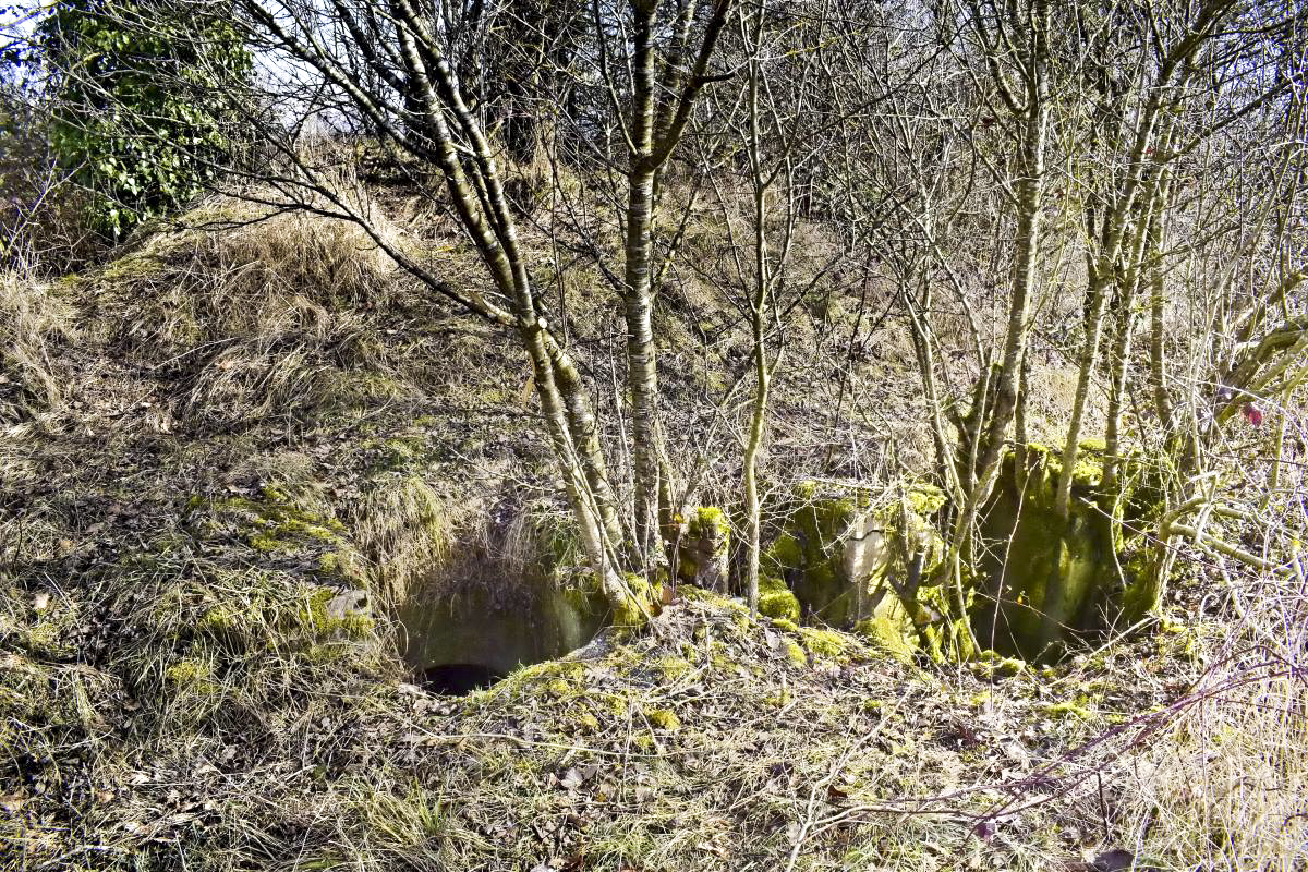 Ligne Maginot - ECLUSE 53 NORD - (Blockhaus pour arme infanterie) - A droite entrée sud. A gauche entrée nord. Au centre petite niche à munitions.