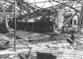 Ligne Maginot - Depot de Saint Hubert - L'un des bâtiments du dépôt des machines
Photo prise après la destruction du dépôt par les troupes française lors de leur départ.