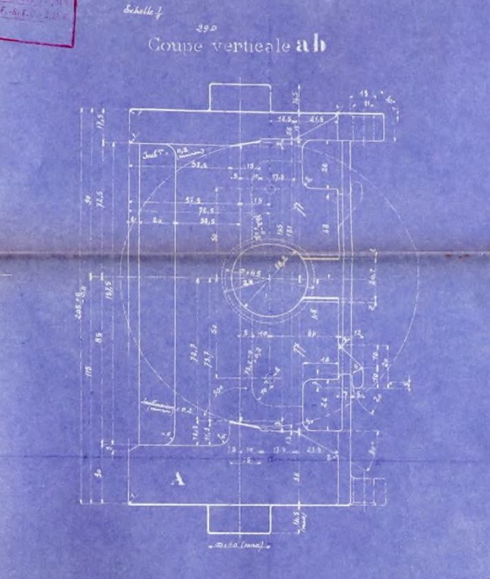 Ligne Maginot - Coupe du cylindre de créneau - Coupe du cylindre mobile de créneau