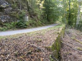 Ligne Maginot - DMP 3Q2 - ERBSENTHAL - NOTRE DAME des BOIS - Mur de soutènement de la route destiné à être détruit par le dispositif de mines.