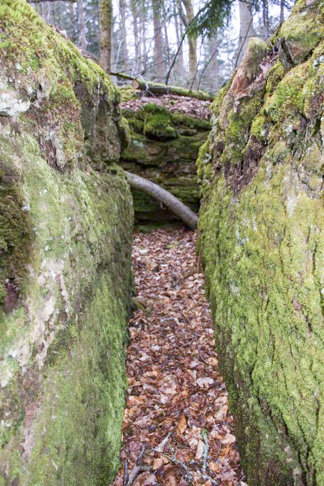Ligne Maginot - Casemate de Glasbronn - Le boyau d'accès taillée dans le grès