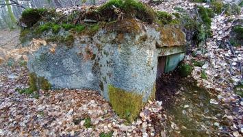 Ligne Maginot - C9 - SAEGEMUHLE - (Blockhaus pour canon) - La façade coté droit et le créneau antichar