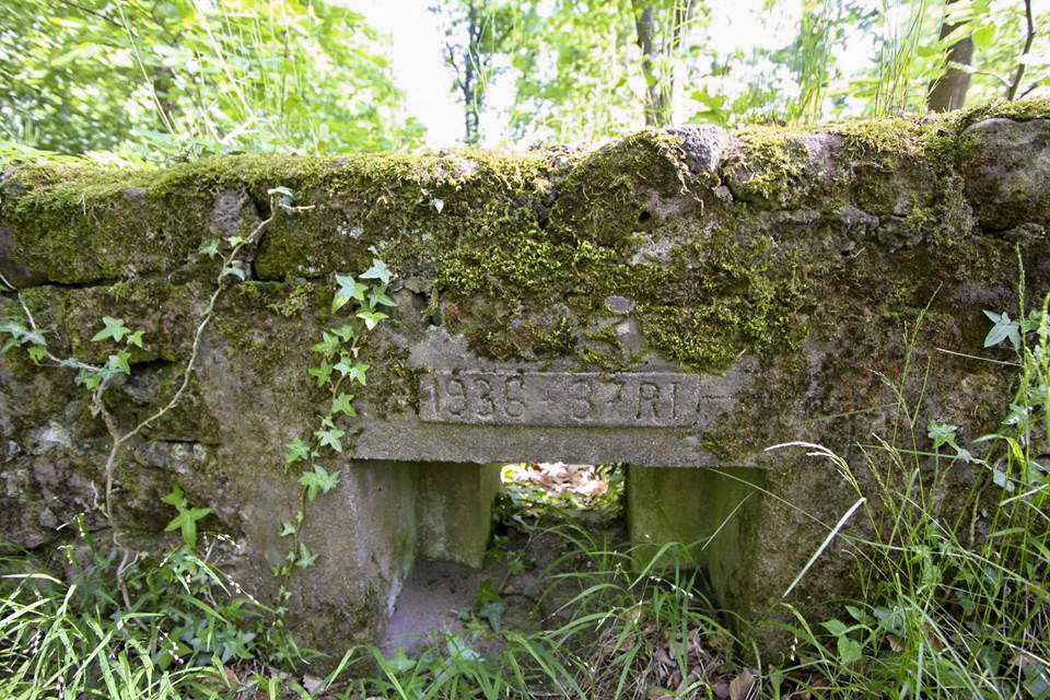 Ligne Maginot - CHATEAU NEUF 3 (Blockhaus pour arme infanterie) - Le créneau bétonnée et son cartouche