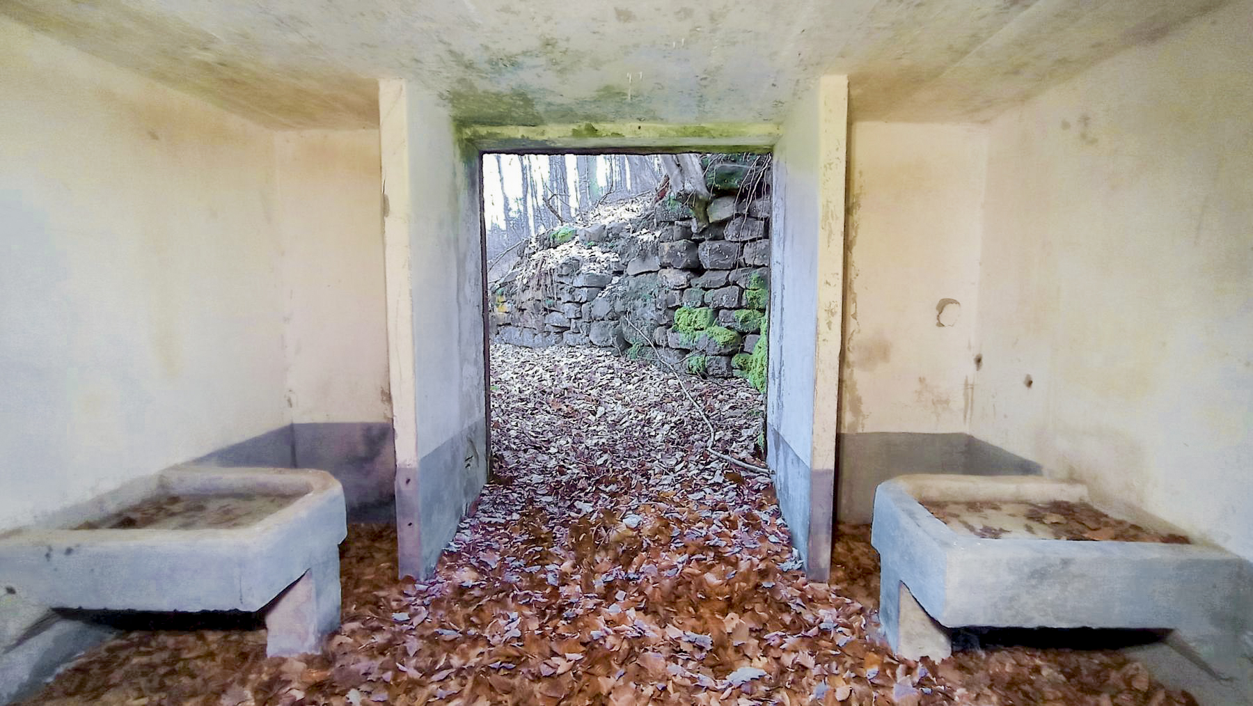 Ligne Maginot - C9 - SAEGEMUHLE - (Blockhaus pour canon) - L'entrée et sur les cotés les supports destinés à recevoir les socs des flèches du canon