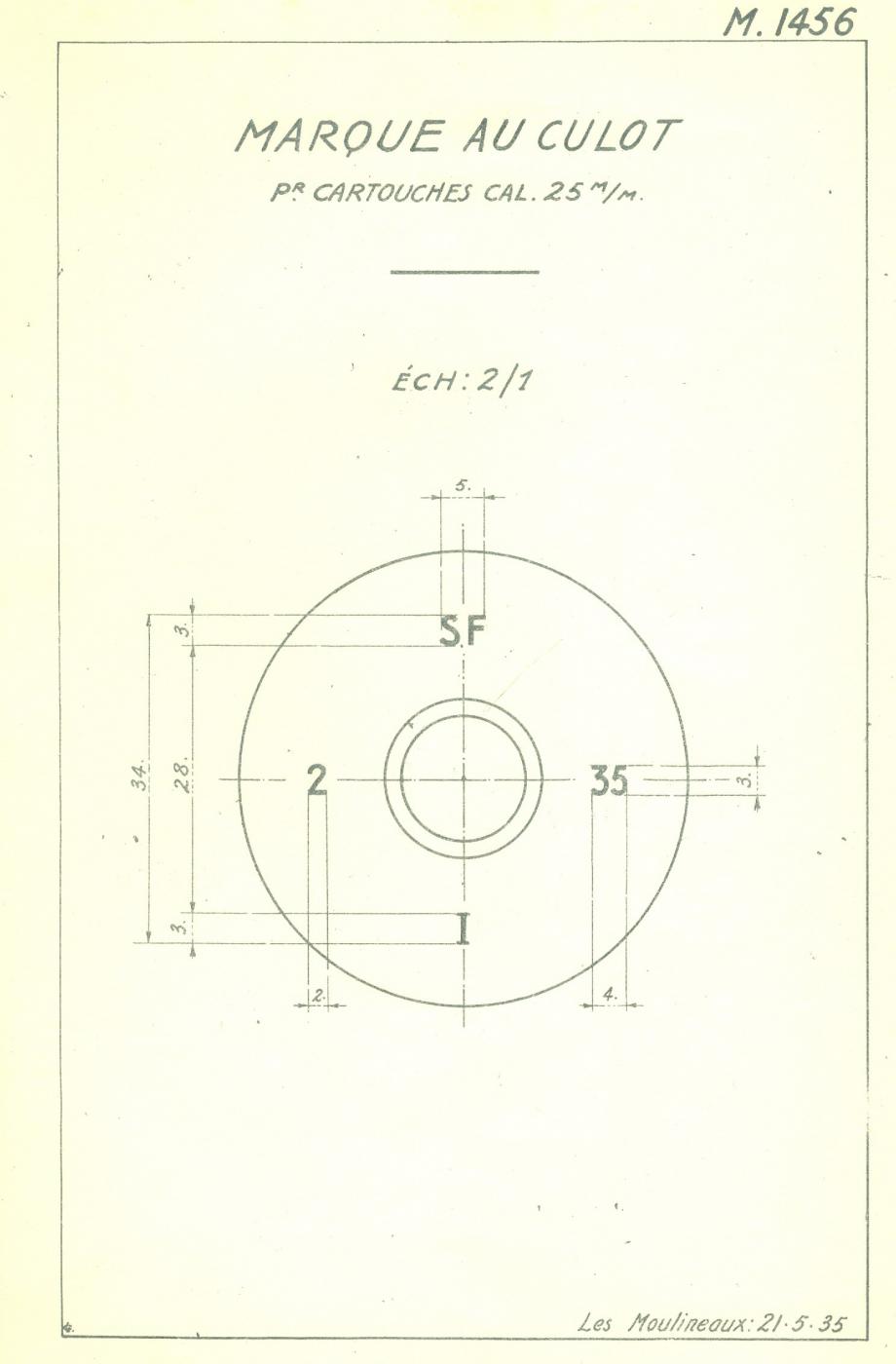 Marquage à froid du culot– Tracé n° M1456