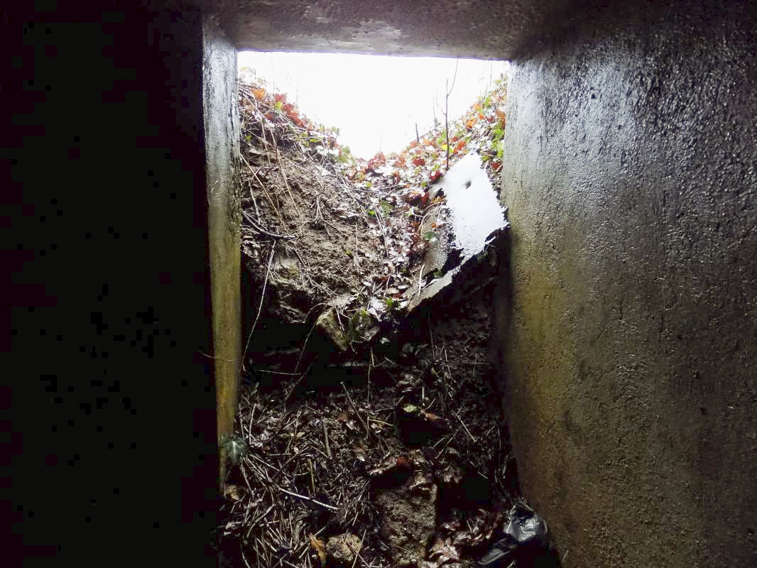 Ligne Maginot - CHAUMONT (SOUS-SECTEUR SEDAN - 147° RIF) - (PC de Sous-Secteur) - L'entrée sud
Remarquer l'impact dans le vestige de la porte