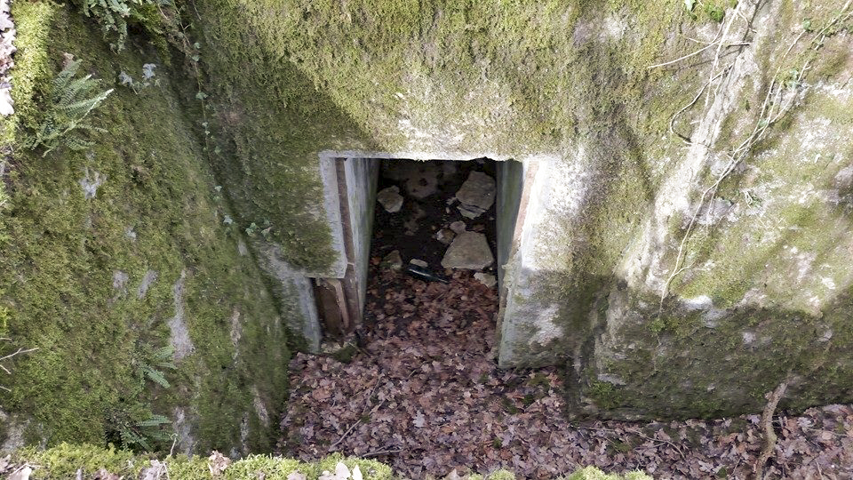 Ligne Maginot - Chambre de coupure X54 - La porte d'accès à la chambre de coupure vue du haut de la tranchée d'accès