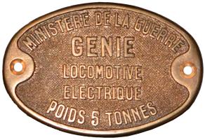 Ligne Maginot - locotracteur electrique VETRA - Plaque génie