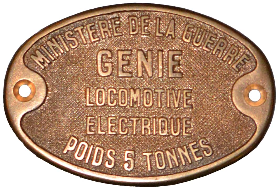 Ligne Maginot - locotracteur electrique VETRA - Plaque génie