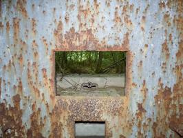 Ligne Maginot - B808 - BOIS DES AISEMENTS - (Blockhaus pour canon) - La chambre de tir
Côté flanquement gauche - Embrasure et son volet