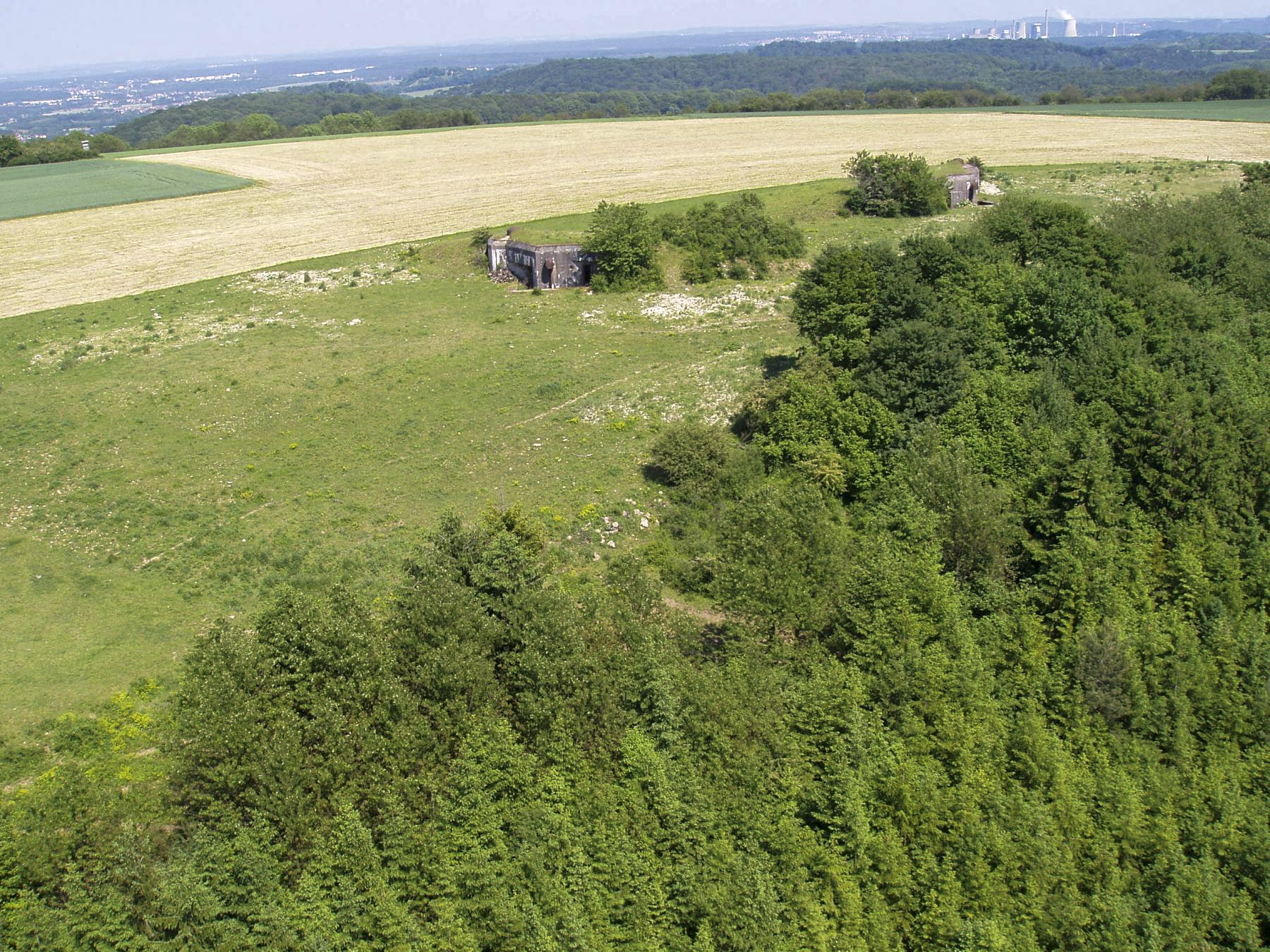 Ligne Maginot - BISTERBERG SUD III - C67 - (Casemate d'infanterie) - Vue éloignée des 2 casemates.
On distingue légèrement les cuirassements.