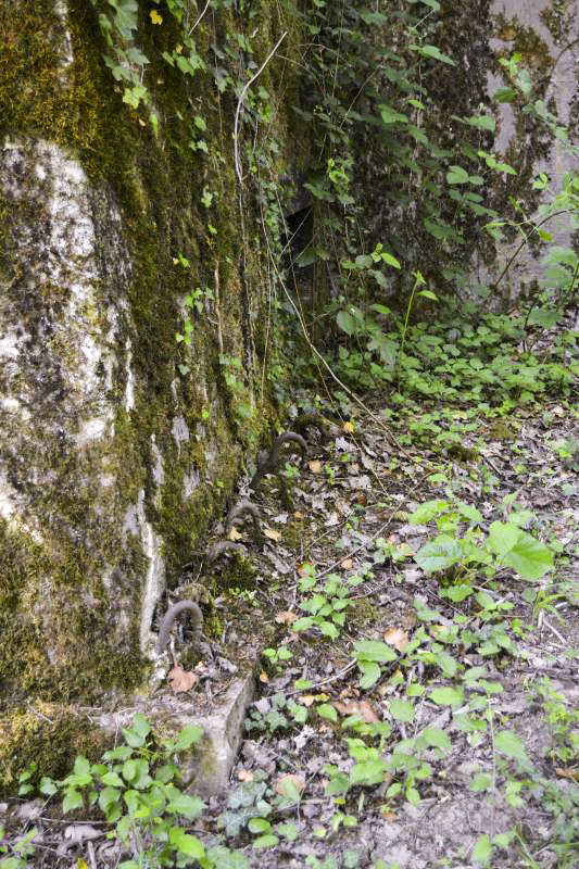 Ligne Maginot - CB277 - IDLINGEN - (Blockhaus pour arme infanterie) - Barres d'attentes sortant du ferraillage de la fondation devant la façade comportant le créneau de tir de la mitrailleuse.