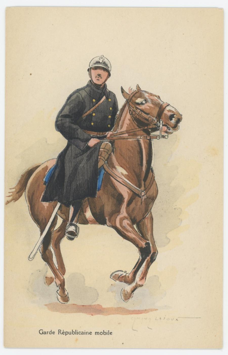 Ligne Maginot - Garde Républicaine Mobile (GRM) - Carte postale
Garde républicain mobile à cheval

