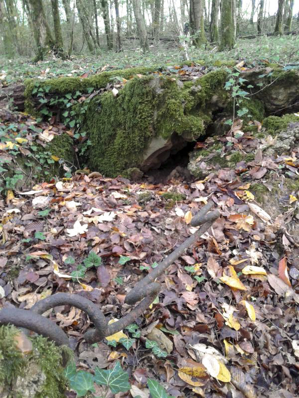 Ligne Maginot - BOIS MAROTTE NORD - (Abri) - Ancien abri (Est).
Eléments en maçonnerie, fers à béton de récupération et empreintes de tôles métro laissées dans le béton.