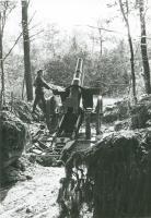 Ligne Maginot - Pièce de 155C Saint-Chamond mle 1915 - L'une des pièces du II° groupe du 159°RAP en position dans la foret de la Hardt.
La pièce a été sabotée lors du repli du 159° RAP, la photo prise par les allemands en 1940