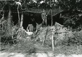 Ligne Maginot - 159° Régiment d'Artillerie de Position (159° RAP) - L'une des pièces du II° groupe du 159°RAP en position dans la foret de la Hardt.
La pièce a été sabotée lors du repli du 159° RAP, la photo prise par les allemands en 1940