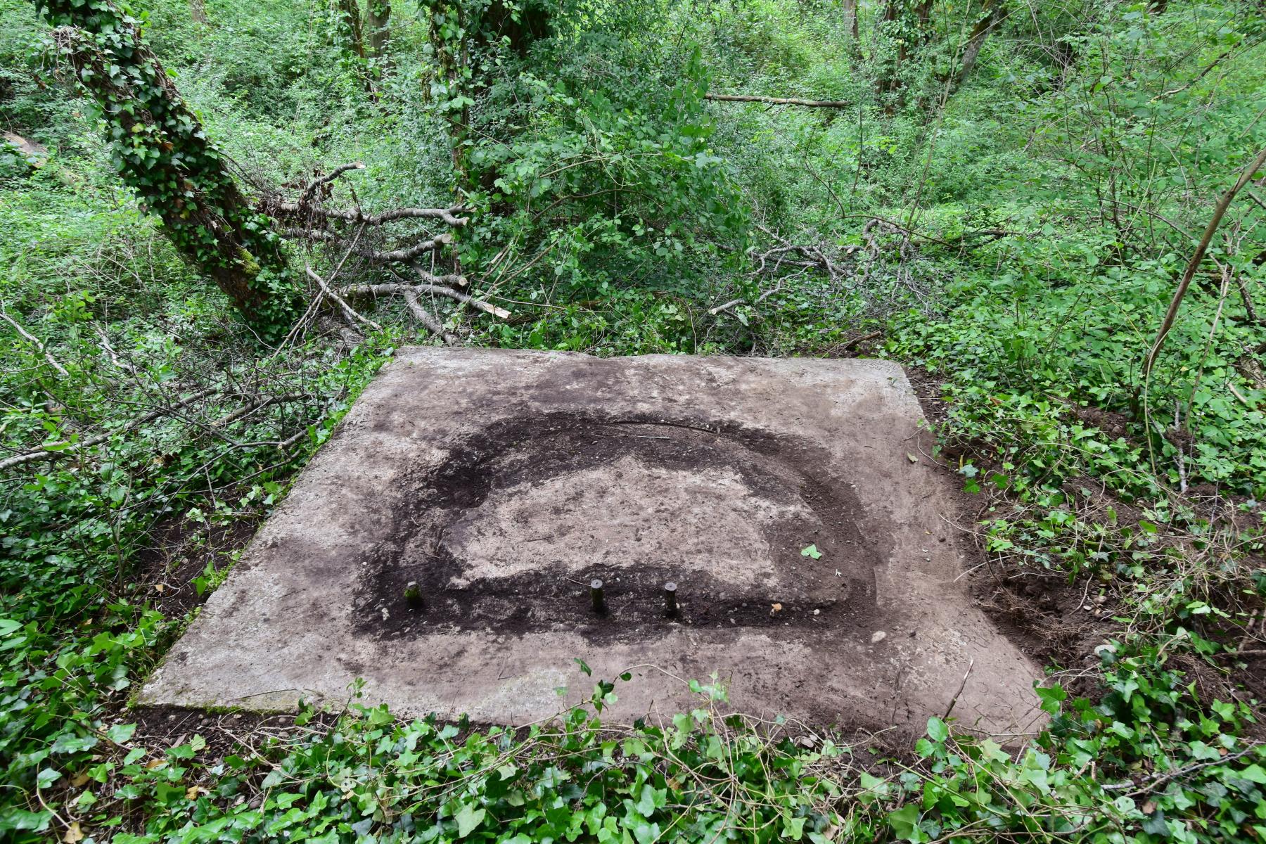 Ligne Maginot - BATTENHEIM ECLUSE 44 NORD 2 - (Cuve pour canon) - Vue de la plate-forme dégagée.
Les inscriptions sont dans les angle à droite.