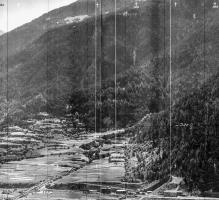 Ligne Maginot - RIEUX ROUX 2 - TUNNEL FERROVIAIRE - (Blockhaus pour arme infanterie) - Extrait de la photo panoramique de l'observatoire  du fort de Replaton montrant le tunnel du Fréjus et ses abords en 1933