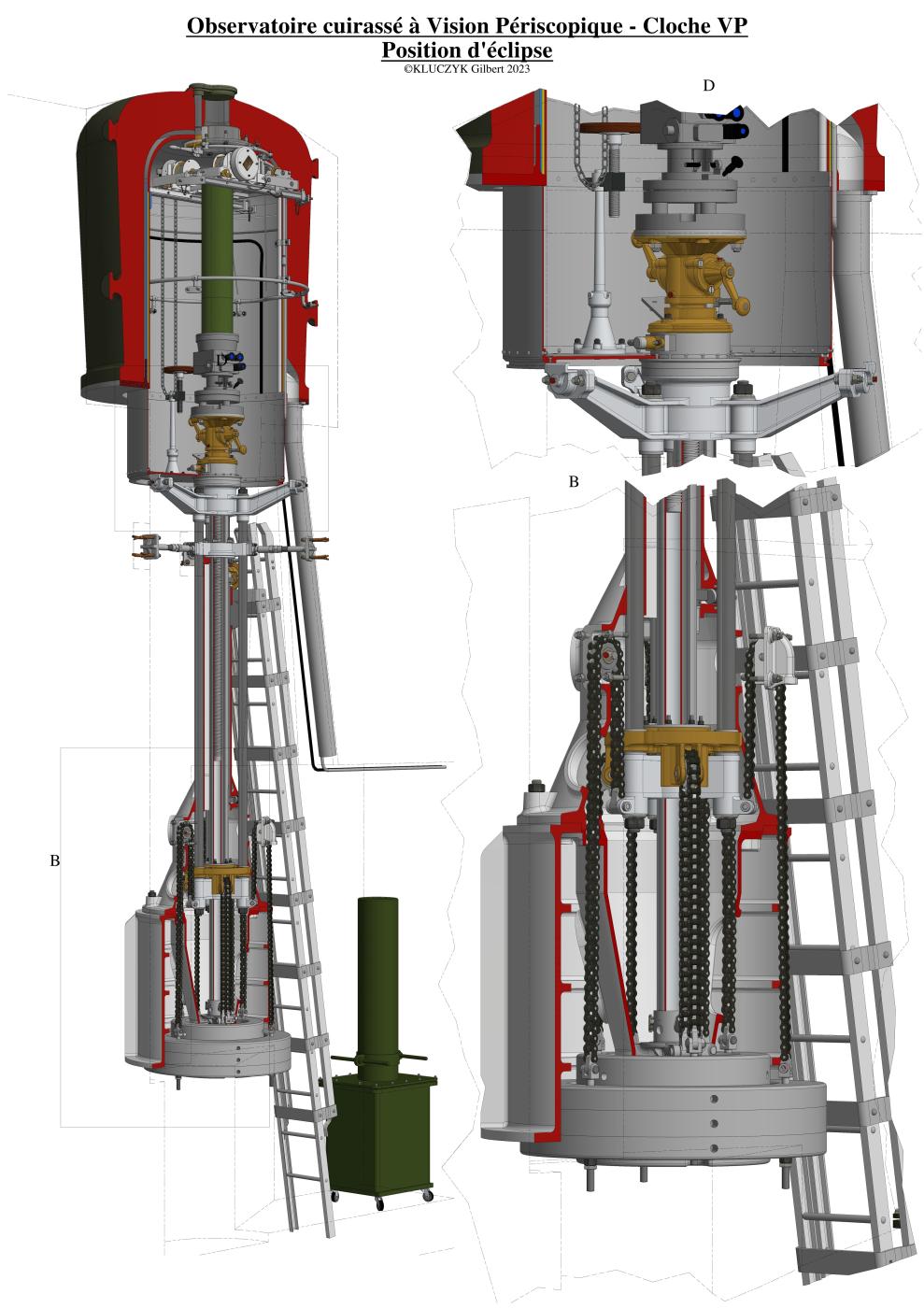 Ligne Maginot - Cloche à Vision Périscopique (VP) - Vue 3D de la cloche VP, réalisé par Gilbert KLUCZYK.