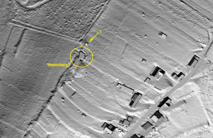 Ligne Maginot - WASENBERG 1 - (Blockhaus pour canon) - Le bloc mis en évidence sur extraction de données LIDAR. Il semble qu'une autre construction soit à côté