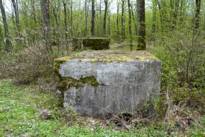 Ligne Maginot - KANFENER BUSCH 1 - (Blockhaus pour arme infanterie) - Vue du côté de l'entrée du petit bloc. 
A l'arrière-plan on voit le bloc KANFENER BUSCH 2