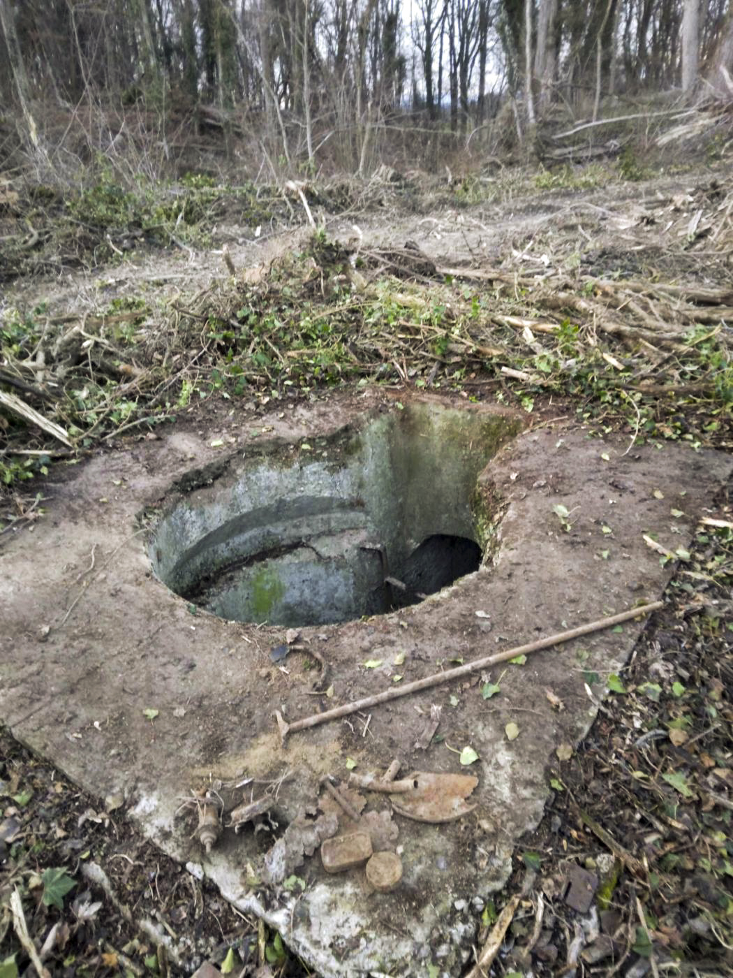 Ligne Maginot - T768 - PA DU LINSENBERG 2 - (Cuve pour arme d'infanterie) - Emplacement tourelle dégagé suite à la tempête