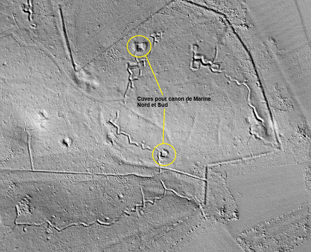 Ligne Maginot - BUCHENHUEGEL SUD - (Cuve pour canon) - Les deux cuves pour canon antichar en vue lidar