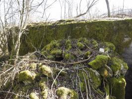 Ligne Maginot - MUEHLENBACH 2 - (Blockhaus pour arme infanterie) - Le côté gauche du blockhaus.
L'entrée se trouve sous un rocaillage de camouflage.