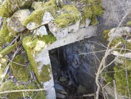 Ligne Maginot - MUEHLENBACH 2 - (Blockhaus pour arme infanterie) - L'entrée protégée par une galerie bétonnée sous un rocaillage de camouflage.