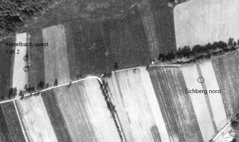 Ligne Maginot - Kinzelbach ouest 1, 2 et Eichberg nord (photo IGN du 10/10/1976) - Les blocs Kinzelbach ouest 1, 2 et Eichberg nord